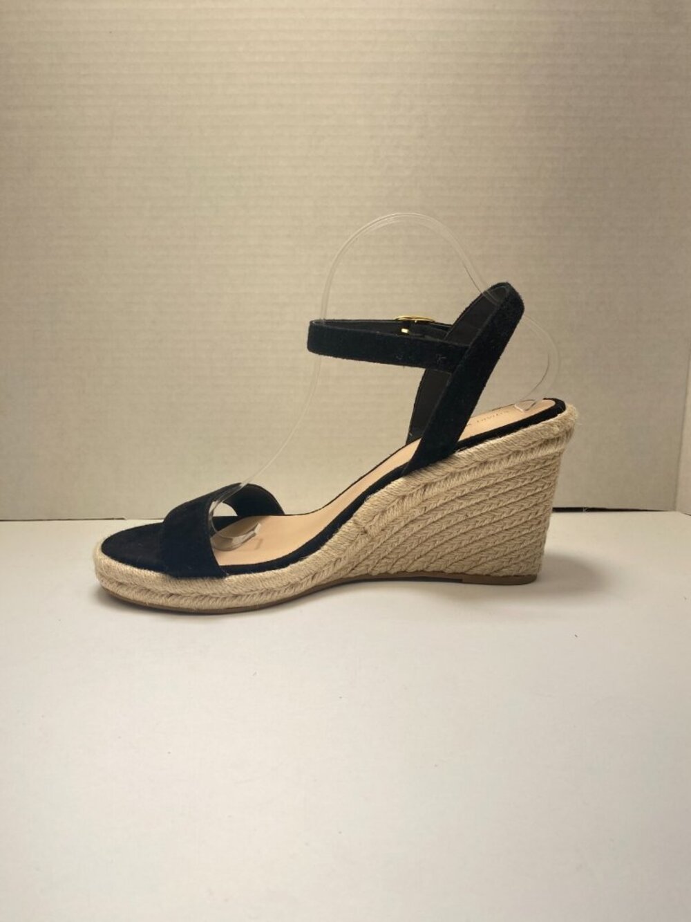 Stuart Weitzman Women's Black Crystal Buckle Espadrille Wedge Sandal Sz 11 - Picture 3 of 5